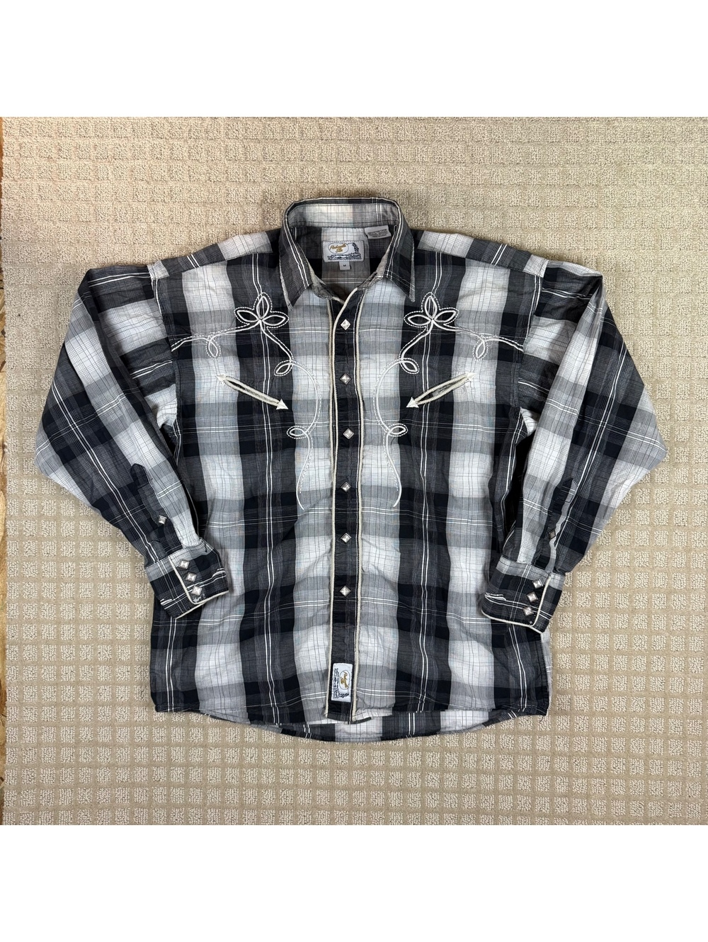 Panhandle Slim Western Shirt Plaid Medium Pearl Snap
